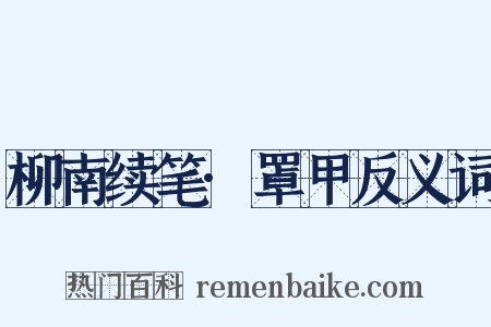 柳南续笔·罩甲反义词是什么意思的图片